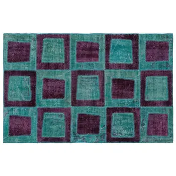 

Handmade Turquoise Vintage Overdyed Patchwork Area Rug 120x180 Cm-3'11''X5'11''