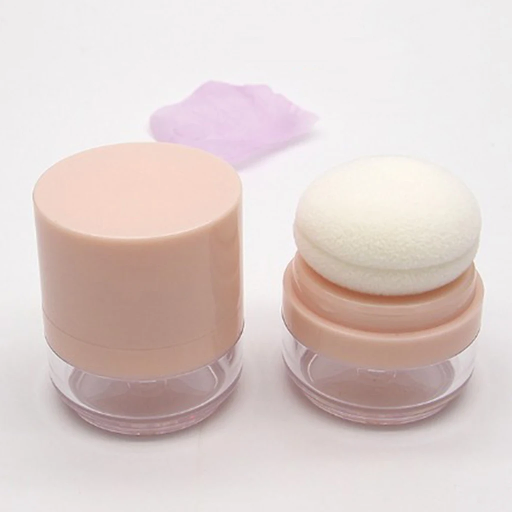 5G Plastic Empty DIY Makeup Loose Powder Case Cosmetic Blush Container Box with Puff - Pink