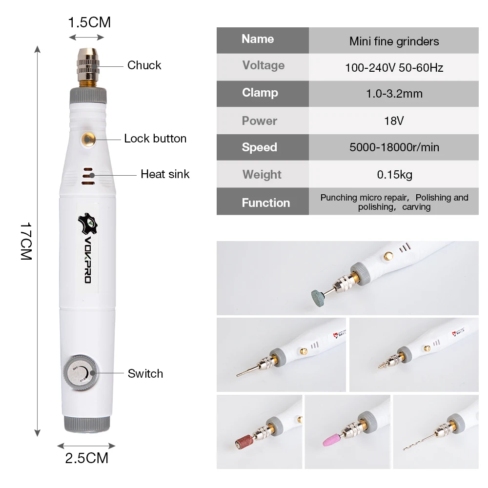 Мини дрель гравер 18 в Регулируемая скорость Электроинструмент Маникюр машина Электрический мотор сверлильный станок Dremel аксессуары набор