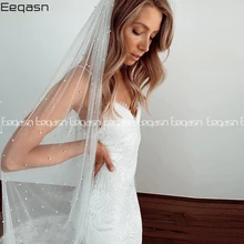 Длинная свадебная фата цвета слоновой кости, мягкий тюль, жемчуг, вуаль-гребень, 3,5 м, свадебная вуаль цвета шампанского, velos de novia, вуаль, аксессуары для невесты