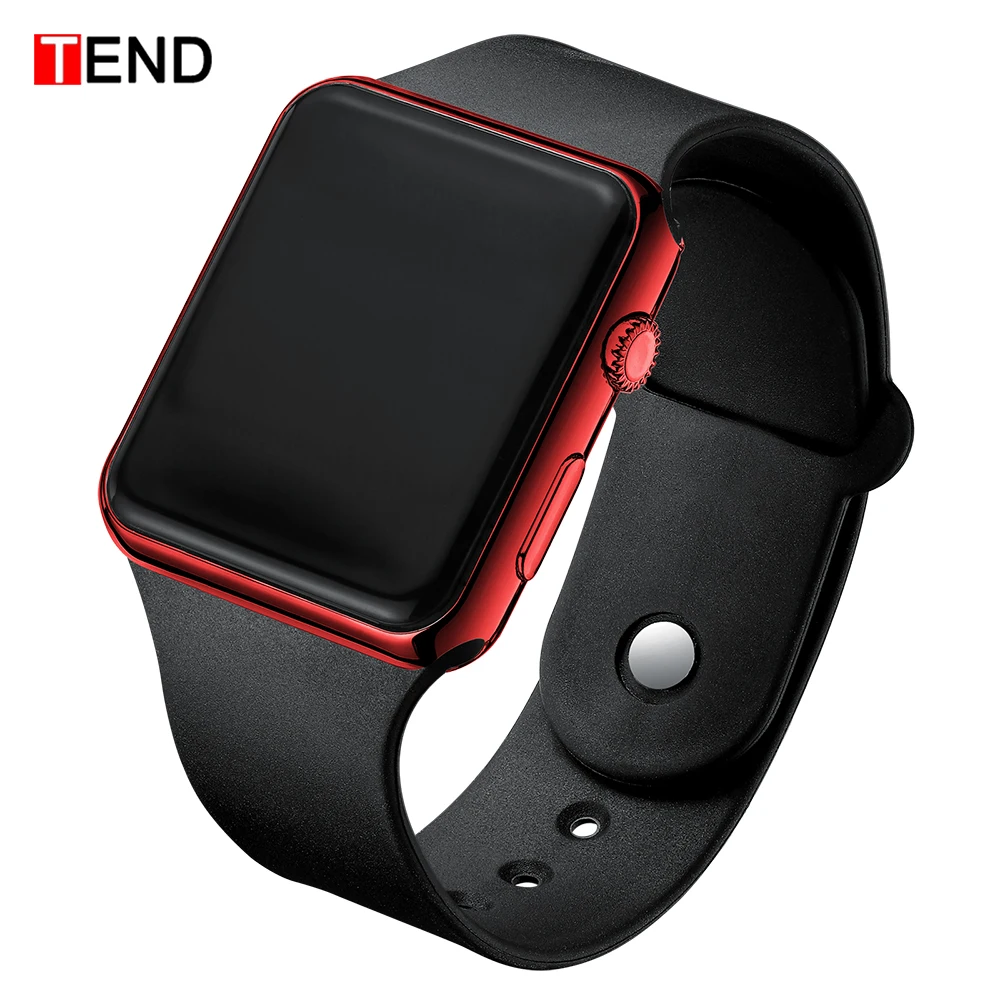 Black Red Мужские спортивные часы, Квадратный светодиодный, для студентов, взрослых, пара, электронные цифровые часы, электронные часы Hodinky, цифровые часы, relogio A001 - Цвет: Black Red