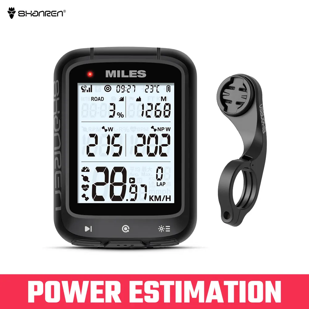 BLE & ANT+ Wireless Cycling Computer with Power Estimation IPX7 Waterproof SHANREN MILES GPS Bike Computer Automatic Backlight Synchronized with Bike Taillight New Upgraded GPS Bike Speedometer 
