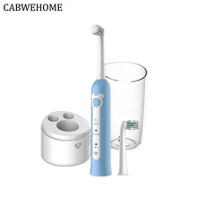 Перезаряжаемая зубная щетка для ухода за ребенком, Ультразвуковая электрическая зубная щетка для детей, двухсторонняя чистка зубов, щетка с 2 головками