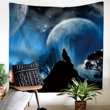 

Blue Wolf National Picnic Polyester Decoration Art Chakra Hippie Hanging Wall Yoga Mat Home Decor Tapestry