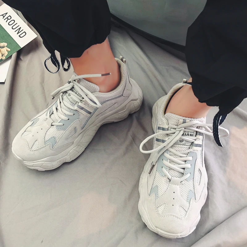 Обувь мужские кроссовки на платформе Взрывная Ретро Светоотражающая Мужская обувь Tide Мужская Корейская версия тренд Дикая мода Sapato Masculino