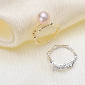 

Trendy style 925 Silver Pearl Ring Finger Ring Adjustable Resizable Ring Findings and Component Jewelry Part Fitting Accessorie