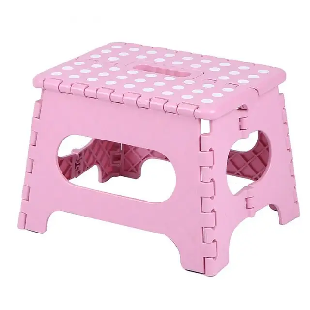 High Folding Step Stool Lightweight Plastic Non Slip for Kitchen Bathroom Bedroom LG66 pink