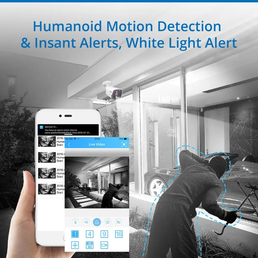  SANNCE 4CH 5MP XPOE Video Security System 5MP Outdoor Waterproof Infrared Night Vision IP Camera Wi - 4.00024E+12