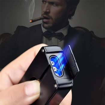 

1pc Three Tubes Torch Turbine Lighter gas lighter Spray Gun Butane 1300 C Blue Flame Cigar Explosion-proof Lighter Wild Kitchen