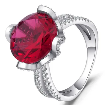 

CHAMSS Rose Red Zircon Engagement Ring Fashion Exquisite Women Romantic Birthday Gift Factory Wholesale