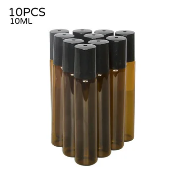 

10/20 Pcs Essential Oil Glass Roller Bottles Mini Tiny Refillable Empty Aromath Brown Transparent Glass 5/10ML