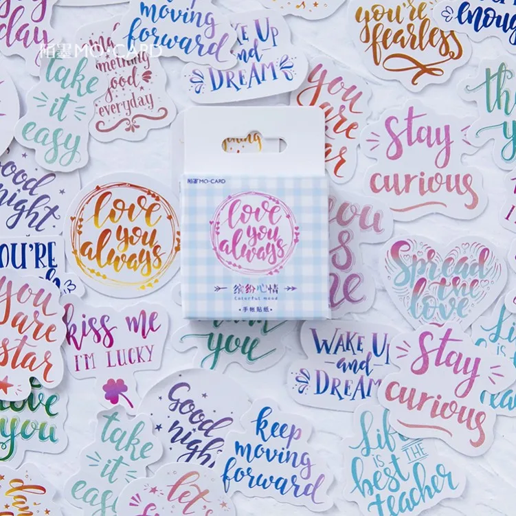 46Pcs/Box English Letter Stickers Colorful Bullet Diary Journal Supplies Scrapbooking Decoration | Канцтовары для офиса и дома