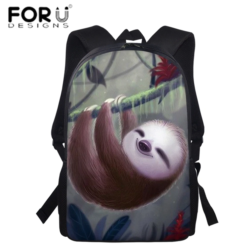 

FORUDESIGNS Teenager School Backpack Funny Sloth Cartoon Prints High Quality School Student School Bags Women Mochila Classical
