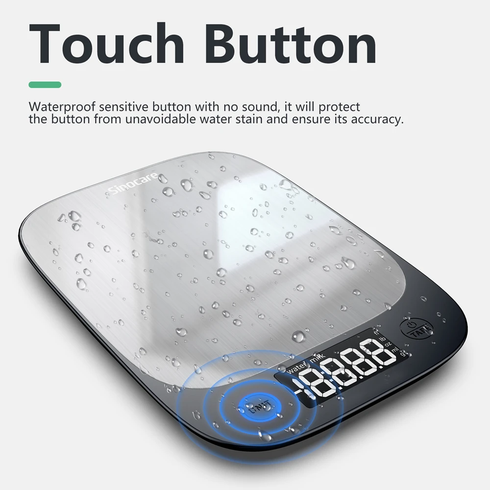 Sinocare 5kg Household Weights Scale LED Electronic Kitchen Scale Food Scale Baking Measurement Accurate Support IOS Android