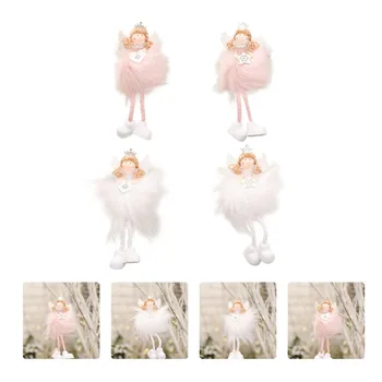 

4 Pcs Decorative Lightweight Durable Portable Christmas Pendant Angel Shaped Doll Xmas Tree Hanging Pendant for Home Shop