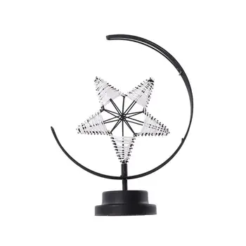 

Iron Art Night Light Crescent Stand Star Desk Lamp for Holiday Home Cafe Bar U90A