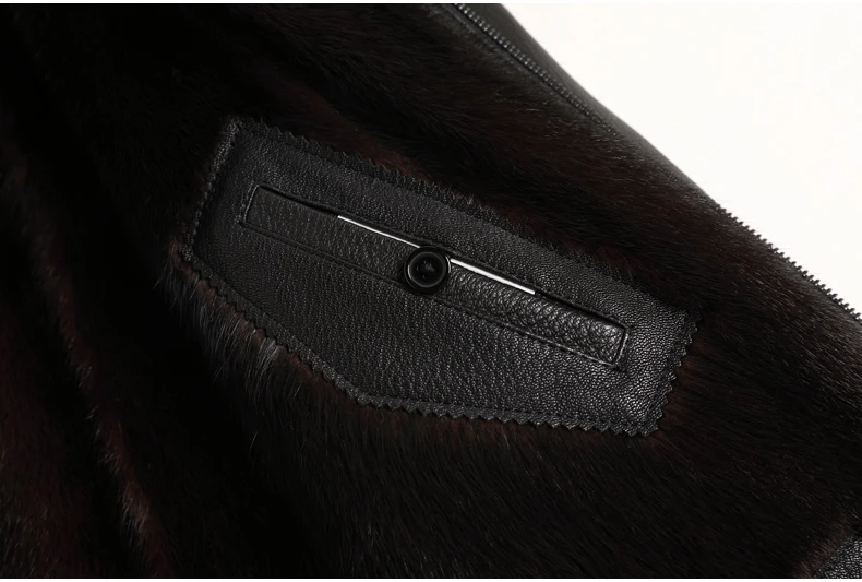 AYUNSUE Genuine Leather Jacket Men Deerskin Leather Coat Natural Mink Fur Lining Winter Luxury Mens Mink Coats 021 KJ3808