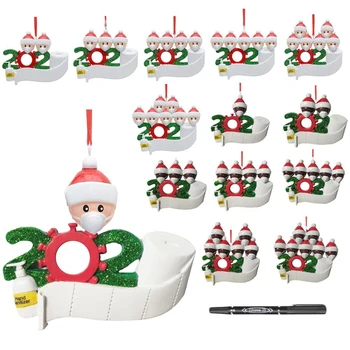 

2020 Quarantine Christmas Decoration Gift Hanging Pandemic Pendants Pandemic -Social Party Distancing Santa Claus Ornament