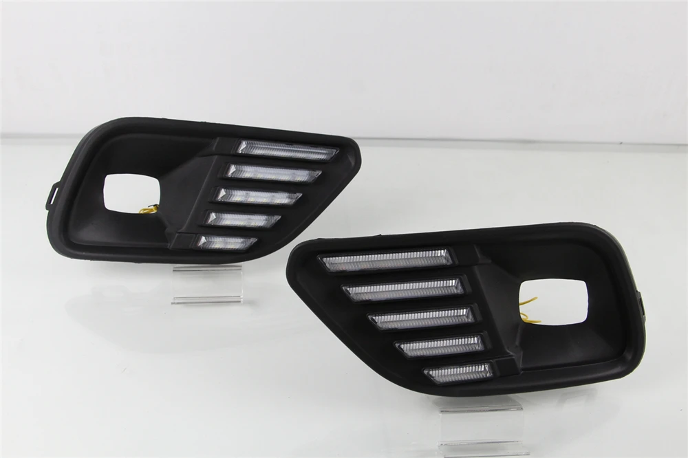 CSGJMY 1 комплект светодиодный фонарь дневного света для Jeep Cherokee автомобильные аксессуары Водонепроницаемый ABS 12 В DRL Противотуманные фары украшения