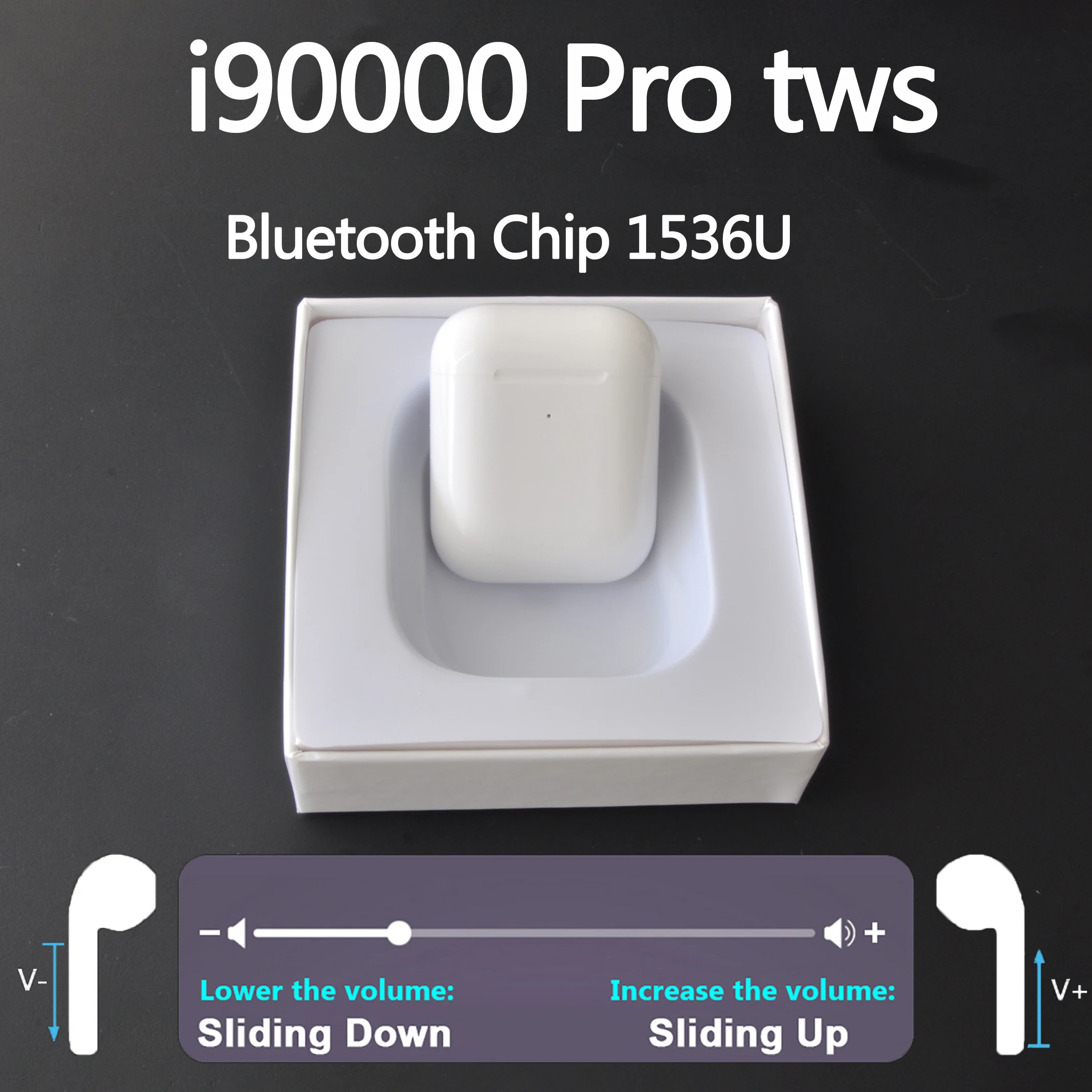 

i90000 Pro TWS Arie 2 Wireless Headphone Sliding Volume Control Bluetooth 5.0 Earphone 8D Super Bass Earbuds PK i5000 i9000 tws