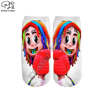 

Drop shipping Rapper Tekashi69 6ix9ine Hiphop NewFashion Men Women Boat Cotton Short socks Funny Harajuku 3DPrint Ankle Socks A3