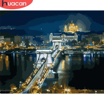 

HUACAN Paint By Number Bridge Hand Painted Painting Art Drawing On Canvas Gift DIY Pictures By Numbers House Kits Home Decor