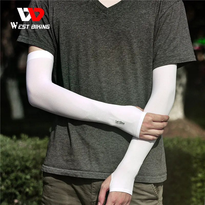 Arm Sleeves, 1 Pair Cycling Arm Warmers, Sun UV Protection, Long Fingerless Gloves, Running Fishing Ridding Golf