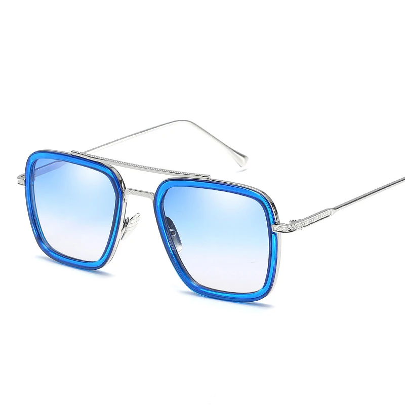 HBK, роскошные Мстители, Тони Старк, солнцезащитные очки для мужчин, Человек-паук, Эдит, очки в летном стиле, Железный человек, квадратные, фирменный дизайн, Oculos De Sol - Цвет линз: C5 blue blue