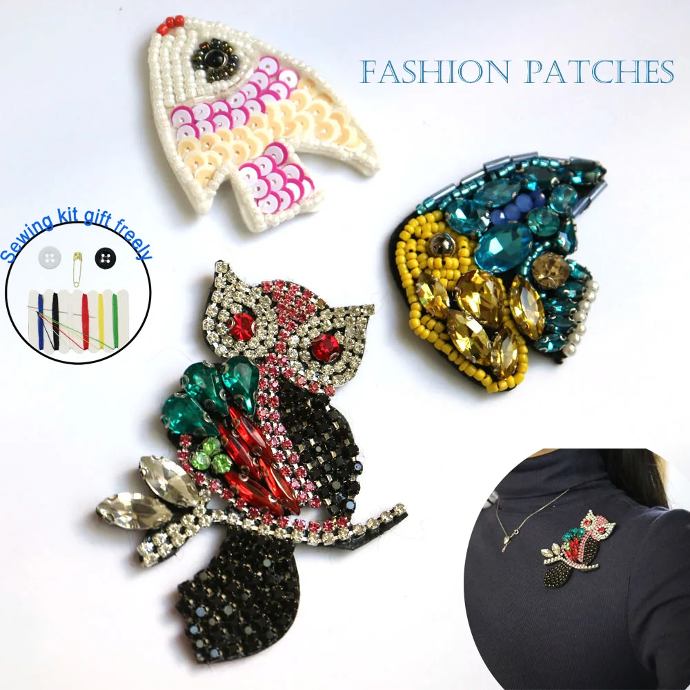 fish beaded patches for clothes