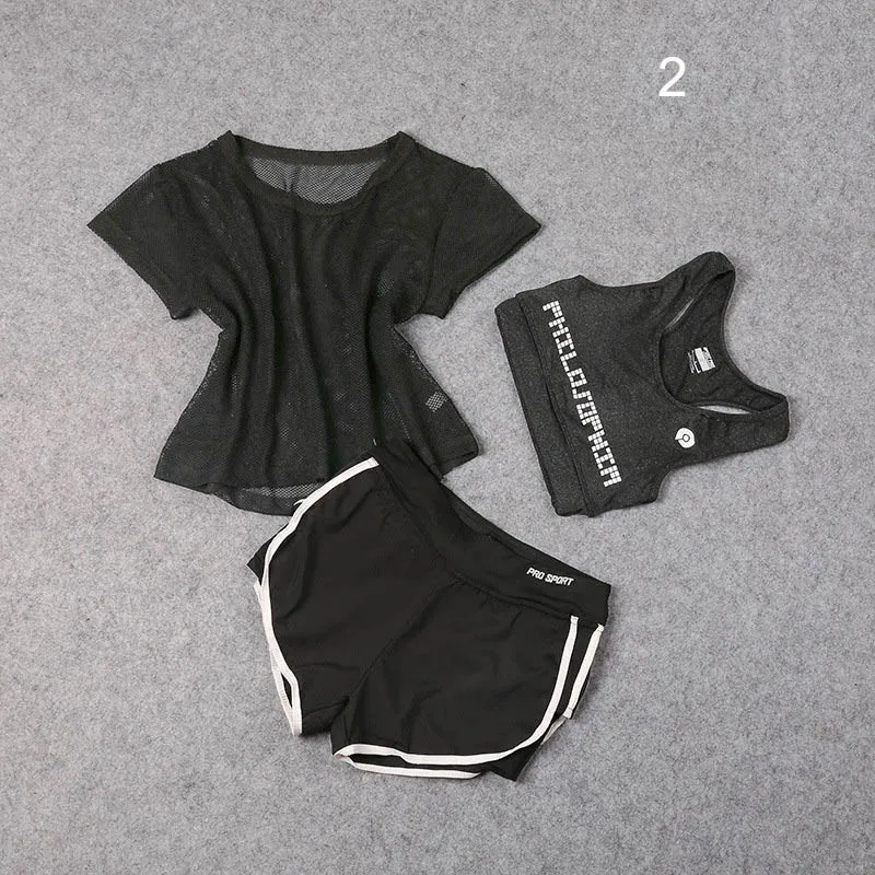 Комплект из 3 предметов, Женский костюм для йоги, одежда для фитнеса, спортивная одежда для женщин, спортивная одежда для тренировок, спортивный костюм для бега, комплекты для йоги - Цвет: 2