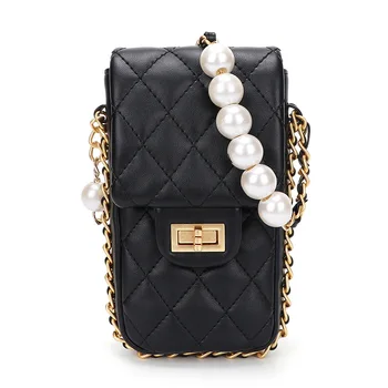 

2020 New Style Popular Bag Mobile Phone Bag Female Sling Summer Mini Verticle Small Bag Black Chain Bag
