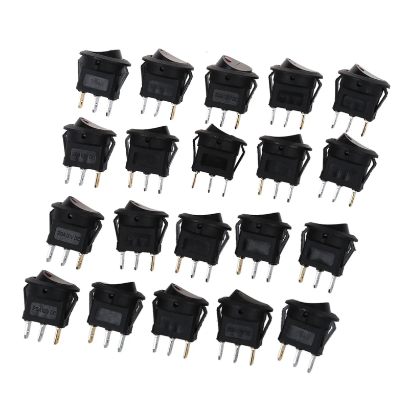

20 x LED Display Toggle On/ Off Switch DC 12V 16 mm Red