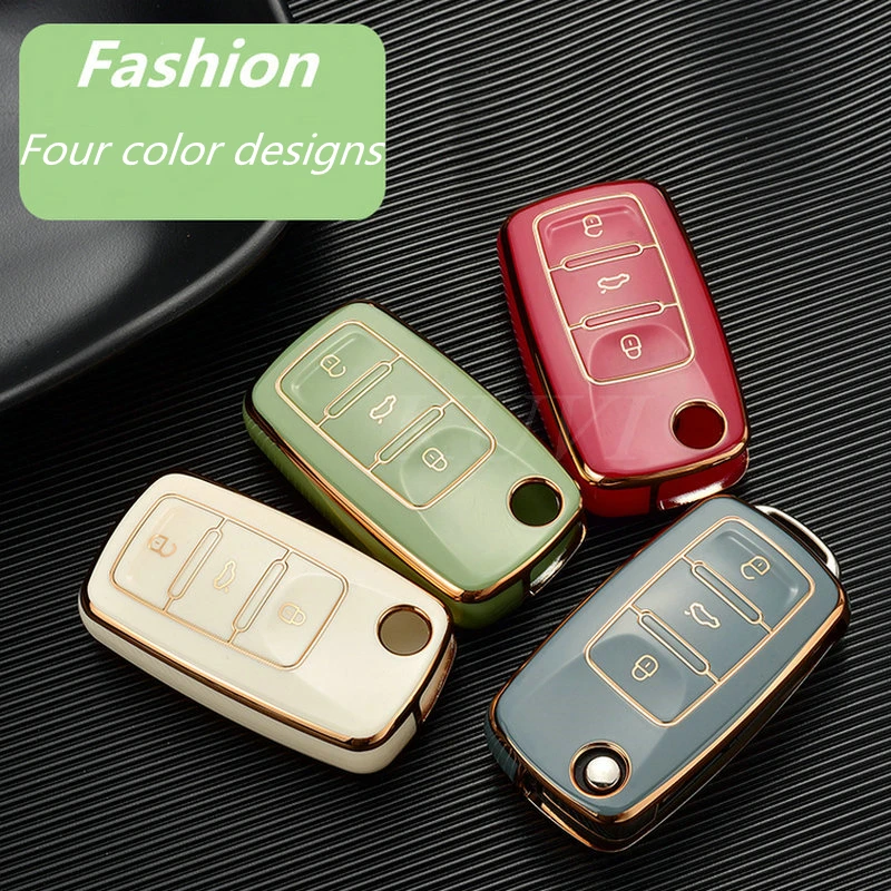Nuova custodia per chiave auto in TPU per VW Volkswagen Polo Golf Passat Beetle Caddy T5 Up Eos Tiguan Skoda A5 SEAT Leon Altea accessori - H3bee4ba81b2e48439498a38e5aba17acV