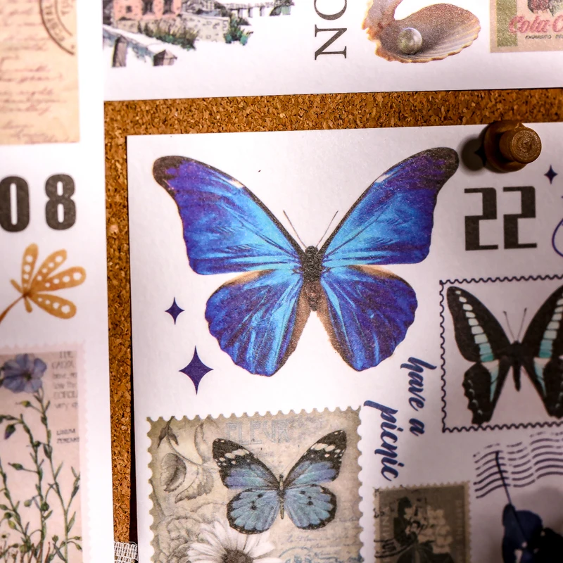 Dimi 50Sheets Retro Blue moon Seriers Magazine Sticker Book Decor Scrapbooking DIY Journal Washi Paper Creative Vintage Memo Pad