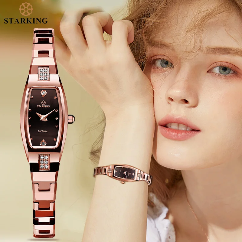 

STARKING Jewelry Watch Woman Quartz Sapphire Crystal Watch Tungsten Steel Wristband Small Dial Ladies Clock montre femme Relogio