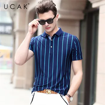

UCAK Brand Vertical Stripes Polo-Shirts Mens Clothes Short Sleeve Polo- Shirt Homme Summer Streetwear Fashion Men Clothing U5194