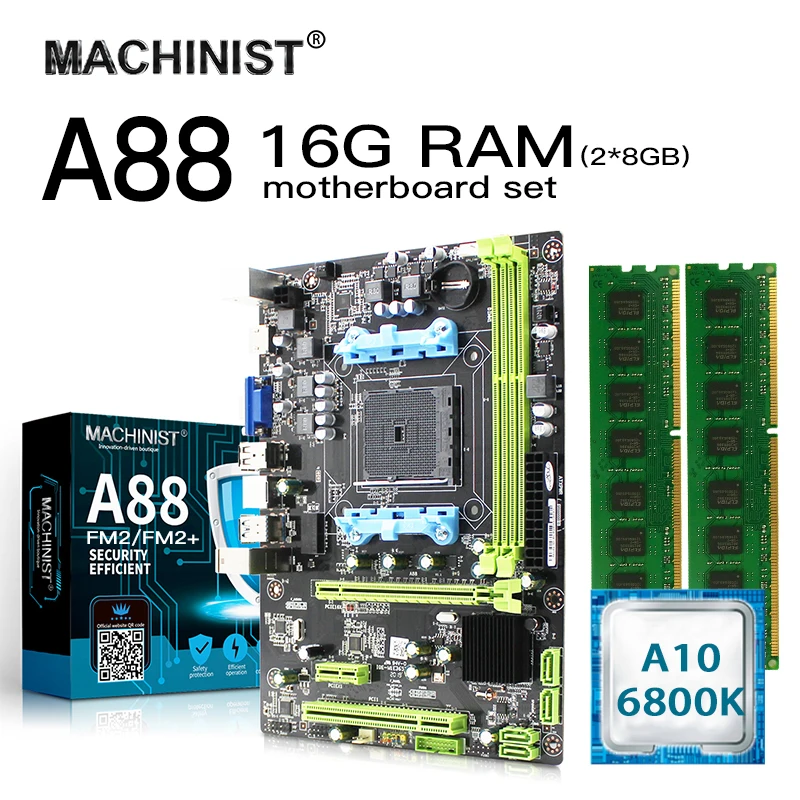 A88 FM2 FM2+ motherboard set kit with AMD A10-6800K CPU 16G(2*8G) 1600MHz DDR3 PC desktop memory RAM MicoATX Integrated Graphics |