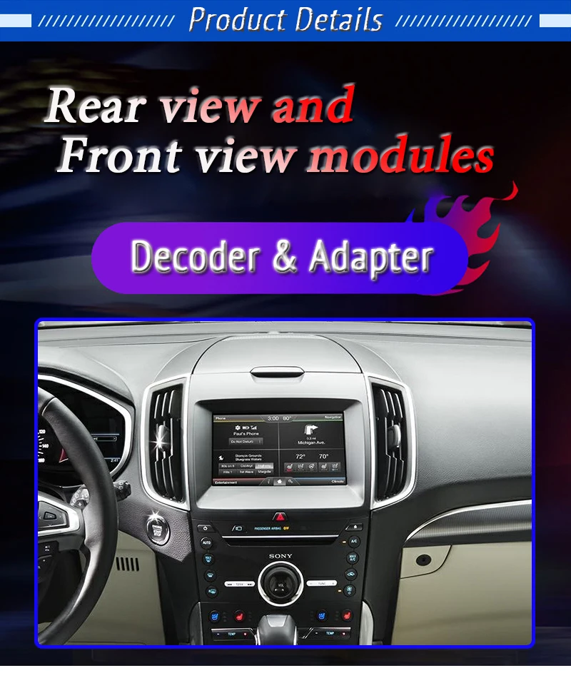 Rear Front BackUp Camera Module Decoder For Ford Edge 2015~2020 Interface System Original Car Screen Display Upgrade CAM Adapter dh
