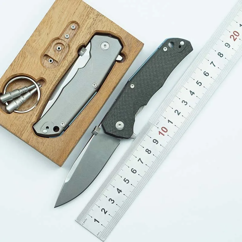 LEMIFSHE Flipper Folding Knife M390 Blade Titanium/Carbon Fiber Handle Outdoor Camping Survival Kitchen Fruit Knives EDC Tool |