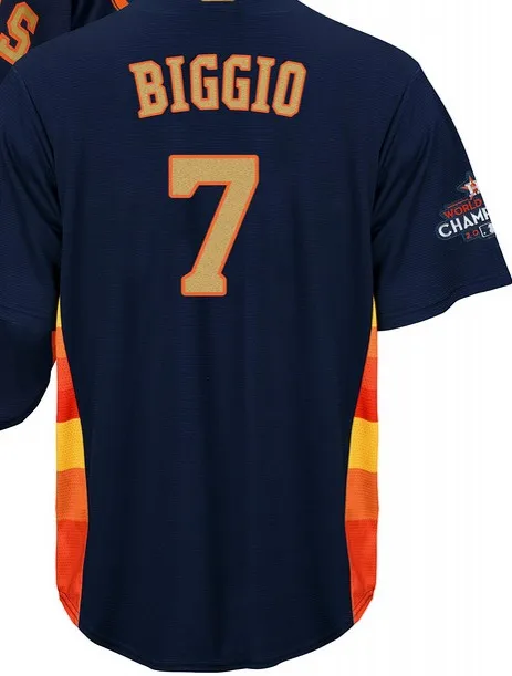 For men A+++ Качественная мужская Золотая Футболка Houston 5 Bagwell 6 Marisnick 7 Craig Biggio 9 Gonzalez 10 Yuli Gurriel - Цвет: For men