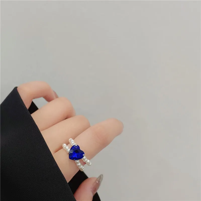 Finger ring jewelry accessories ring set Kpop Romantic Coloful Crystal Pearl Elastic Rope Beaded Ring Smooth Irregular Geometric Square Oval Rings for Women Jewelry