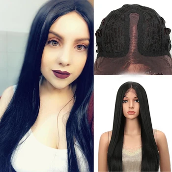 

Synthetic Lace Front Wig Long Straight Heat Resistant Hair Wig For Black Women Cosplay Red Brown Black Wig Classic Plus