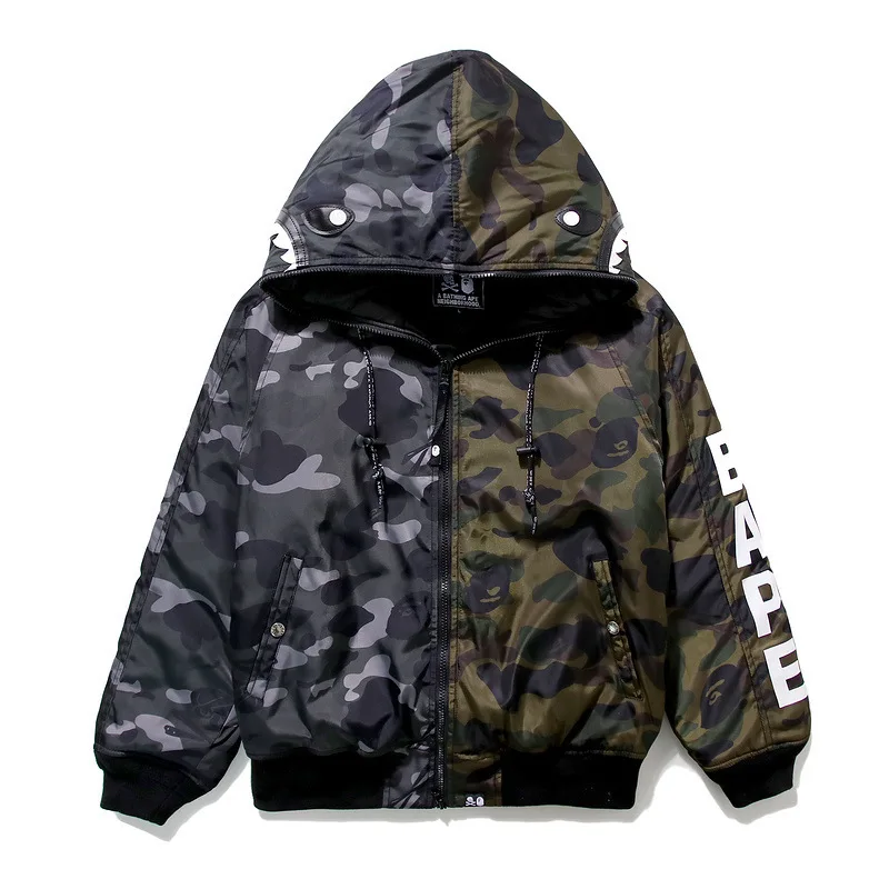 

2019 Autumn And Winter New Style Japanese-style Popular Brand Joint-Fashion Zipper Camouflage Stitching Jacket Raincoat Jacket C