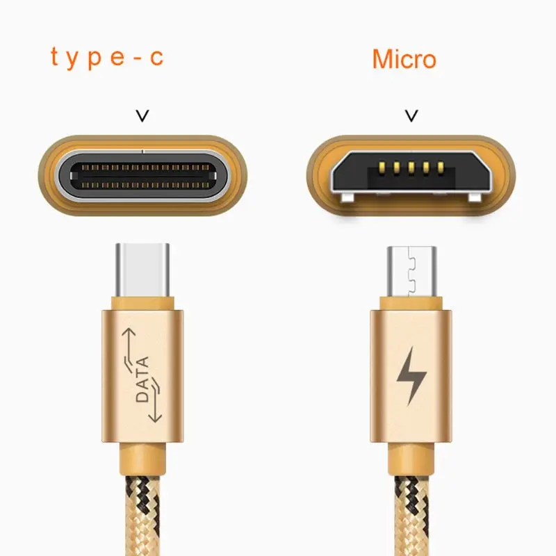 1,5 м 2 в 1 USB к type C Micro usb провода для зарядки отдельный USB C нейлоновый кабель для передачи данных для Android мобильного телефона планшета Powerb