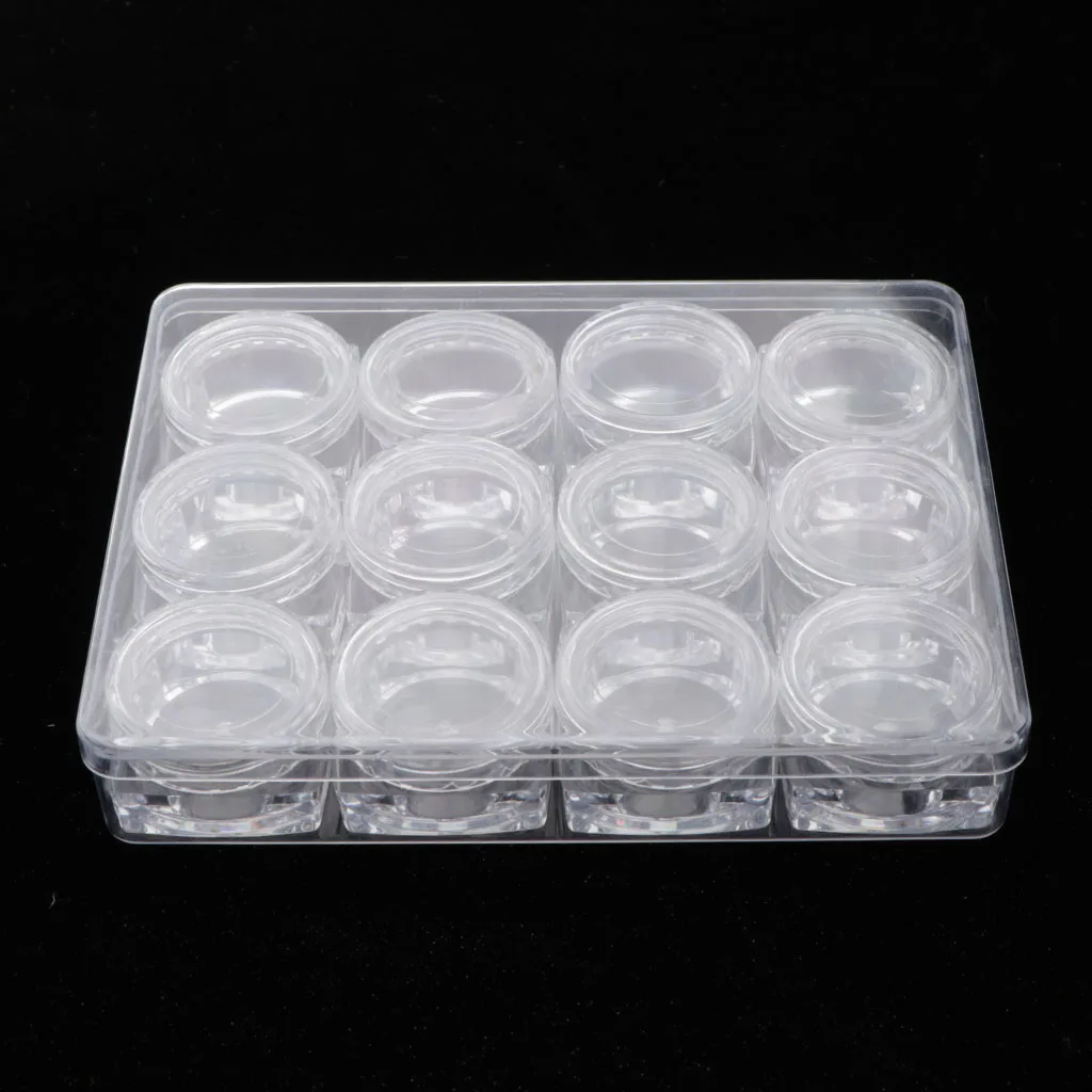 12 Pieces Small Clear Plastic Beads Storage Container and