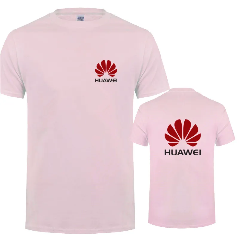 Новая модная футболка huawei Мужская хлопковая футболка с коротким рукавом футболки LH-125 - Цвет: Light Pink