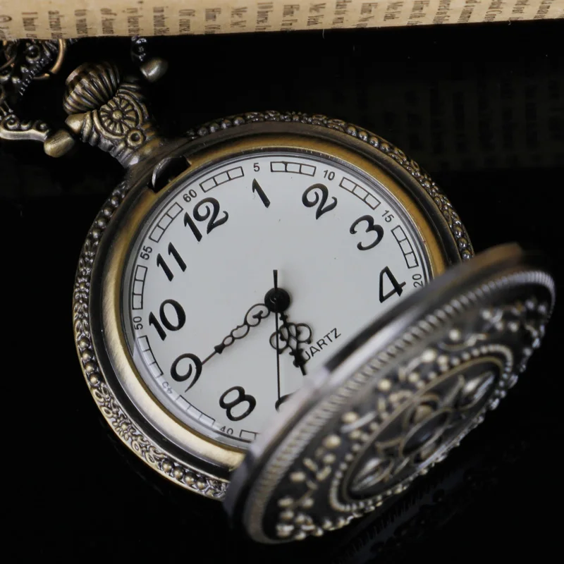 Vintage Engraved Pattern Quartz Pocket Watch Necklace Pendant Women Men Gifts reloj de bolsillo