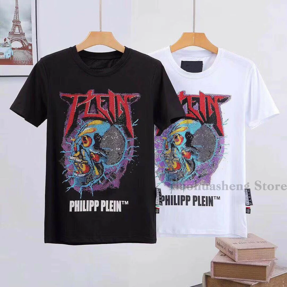 

Mens T Shirts Tops Letters Skull Pattern Phillipp Plein Short Sleeves Tee M-3XL 100% cotton men T shirt Women Tops tee