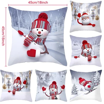 

Fengrise 45x45cm Snowman Christmas Cushion Cover Decor For Home Sofa Chair Christmas Pillowcase Xmas Gift Happy New Year 2021