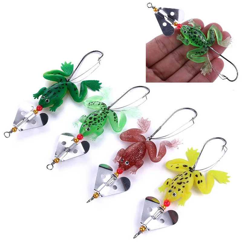 

Frog Fishing Lure Rubber Soft Bait 4 Colors Worm Plastic Fish with Hook Artificial Bait Fishing Tackle